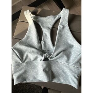 Betsey Johnson baby blue Women's Double Polka Dot Twist performance sports bra‎